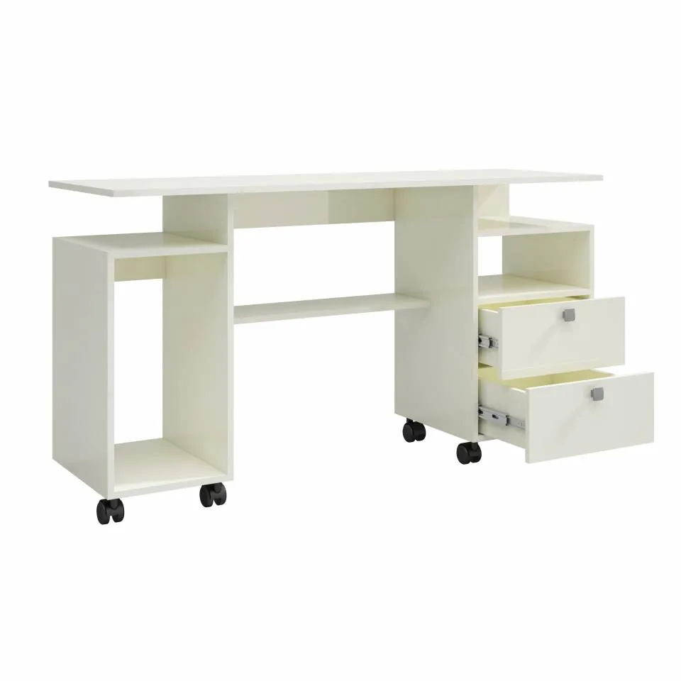 mesa para computador 2 gavetas c215 dalla costa ww off white interno