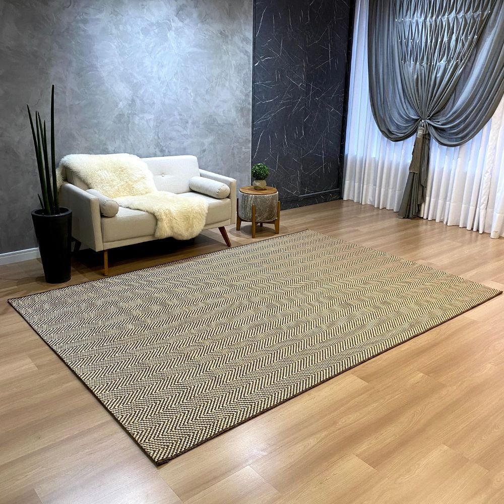 Sisal Flower Rug Tapete Sisal Floral 2,00x3,00 Sintético Bege E Marrom - Envio Imediato
