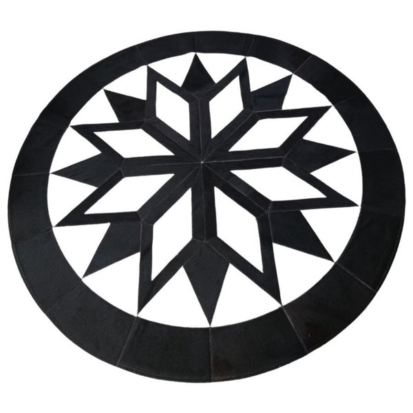 01 tapete de couro redondo mandala preto e branco sob medida