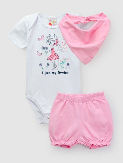 Roupa De Bebe Menina Conjunto Body E Short