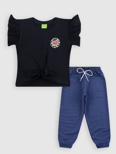 Conjunto Moletom Casaco Cropped E Calça Moda Meninas 8 anos