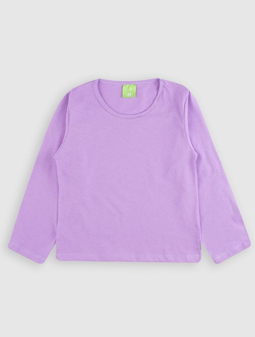 01 camiseta manga longa basica infantil menina roxo