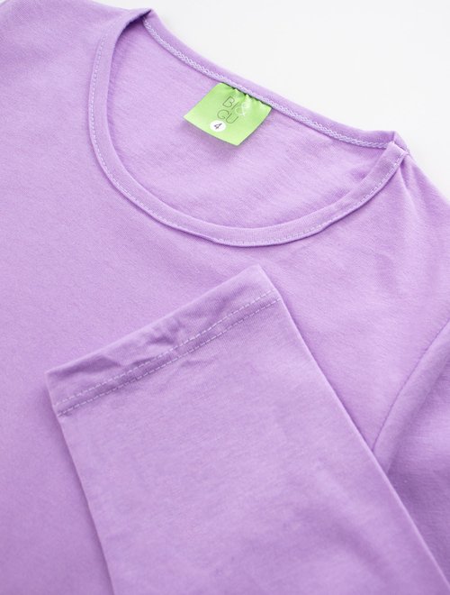 02 camiseta manga longa basica infantil menina roxo