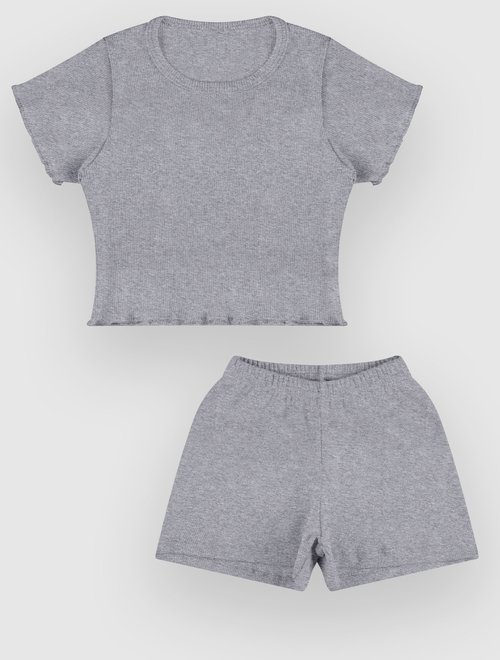 03 conjunto infantil cropped shorts menina mescla