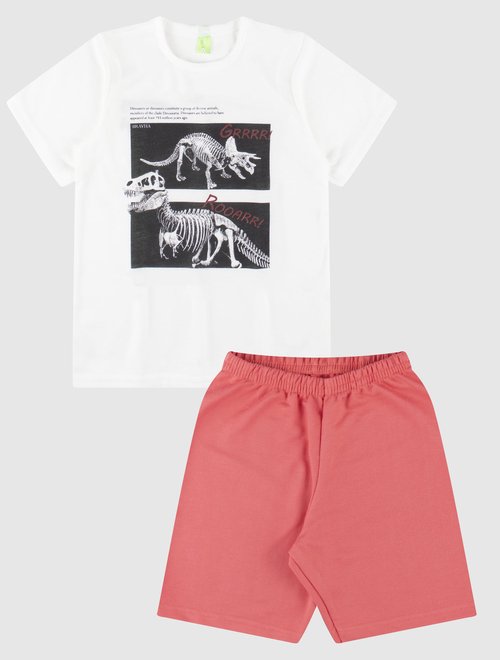 04 conjunto bebe e infantil camiseta bermuda menino branco rosa