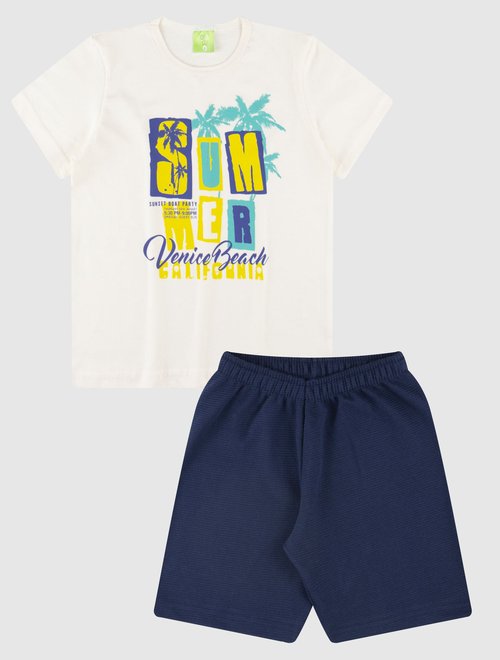 04 conjunto bebe e infantil camiseta bermuda menino off white azul marinho