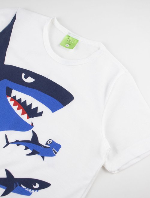 07 conjunto bebe e infantil camiseta bermuda menino verao branco azul marinho