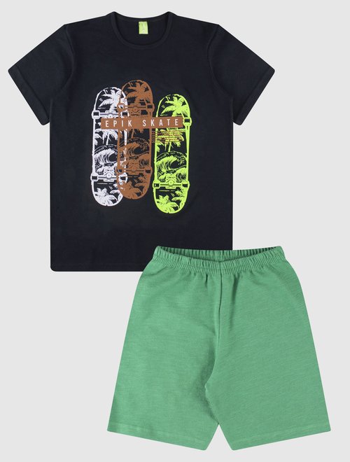 12 conjunto bebe e infantil camiseta bermuda menino verao preto verde