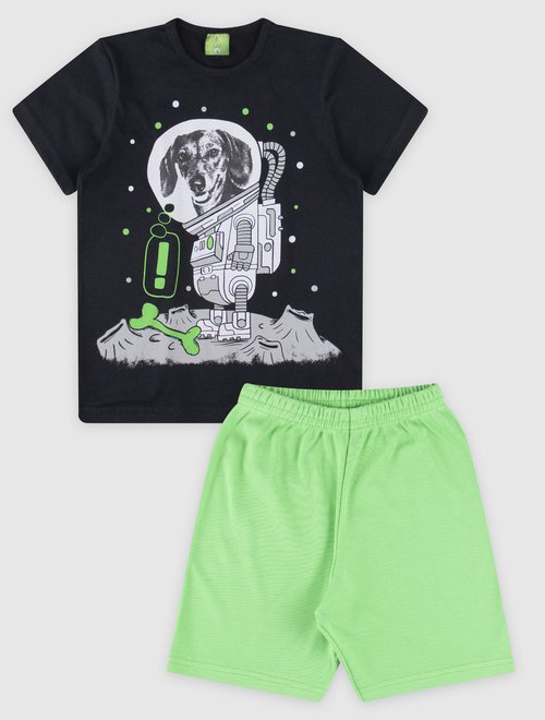 04 conjunto bebe e infantil camiseta bermuda masculino verao preto verde