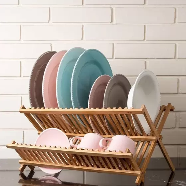 Escorredor De Louças Dobrável Em Bambu Tyft Yoi