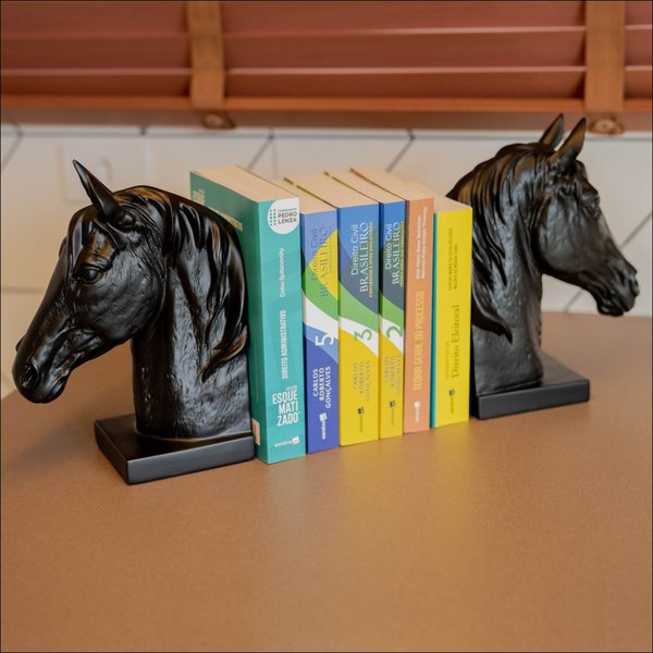 Escultura Em Resina Maciça Xadrez Preto Fosco Bella Art Cavalo