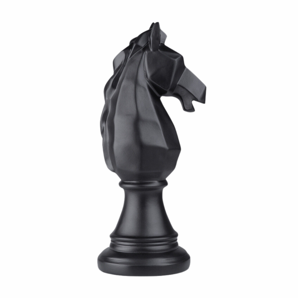 Cavalo de peça de xadrez preto com destaques em um fundo branco