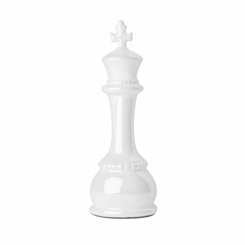 Enfeite Peça de Xadrez Cerâmica Rei e Rainha 11cm BRANCO - Zellare Casa &  Decoração