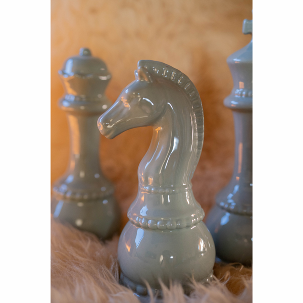 Peça De Xadrez Cavalo Decoração Em Cerâmica Preto Fosco