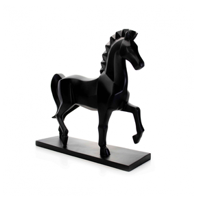 Escultura Em Resina Maciça Xadrez Preto Fosco Bella Art Cavalo