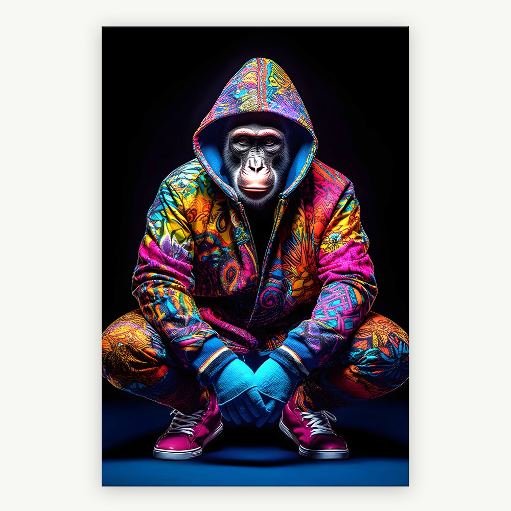 Quadro Decorativo 1 Tela Macaco Estiloso