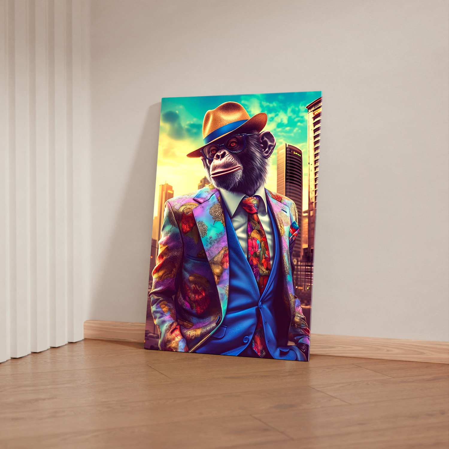 Quadro Decorativo 1 Tela Macaco Estiloso Pop Art