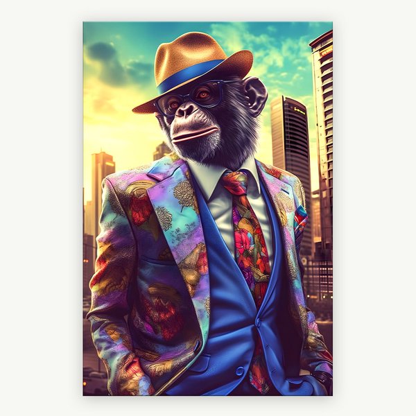 Quadro Decorativo 1 Tela Macaco Estiloso Pop Art