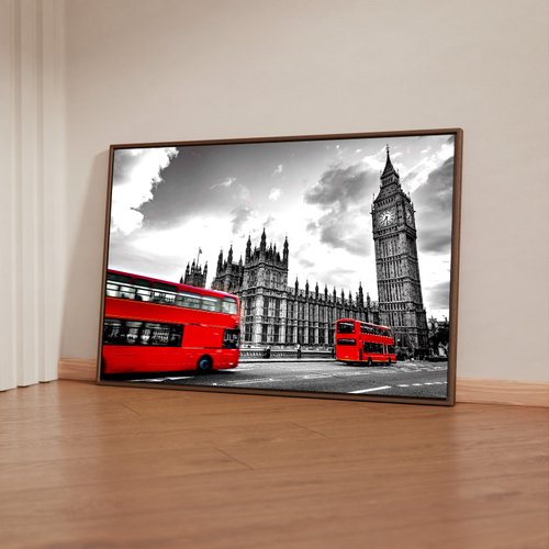 QUADRO CIDADE LONDRES - ÔNIBUS E BIG BEN - TAMANHO 40X60