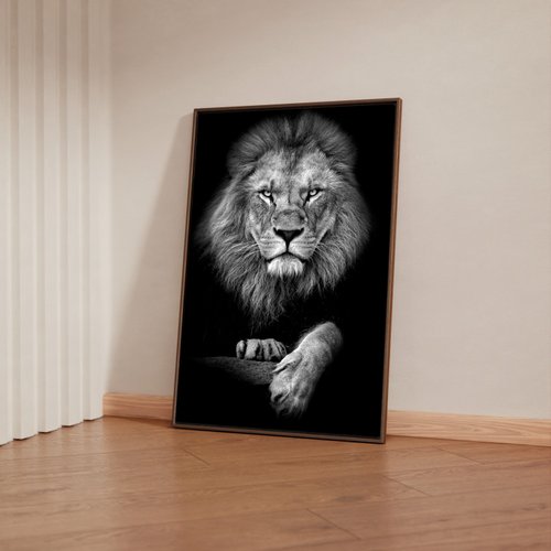 Quadro Decorativo Leão olhos azuis Rei