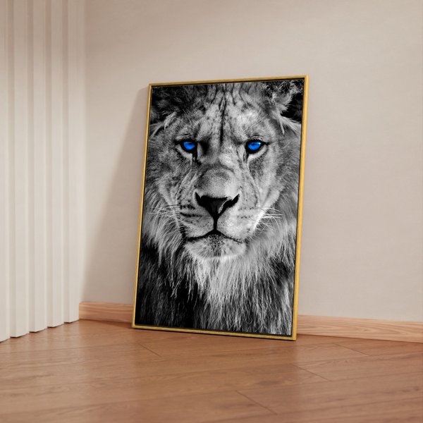 Quadro Decorativo Leão olhos azuis Rei