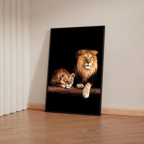 Quadro decorativo 1 tela Animais Leão natureza