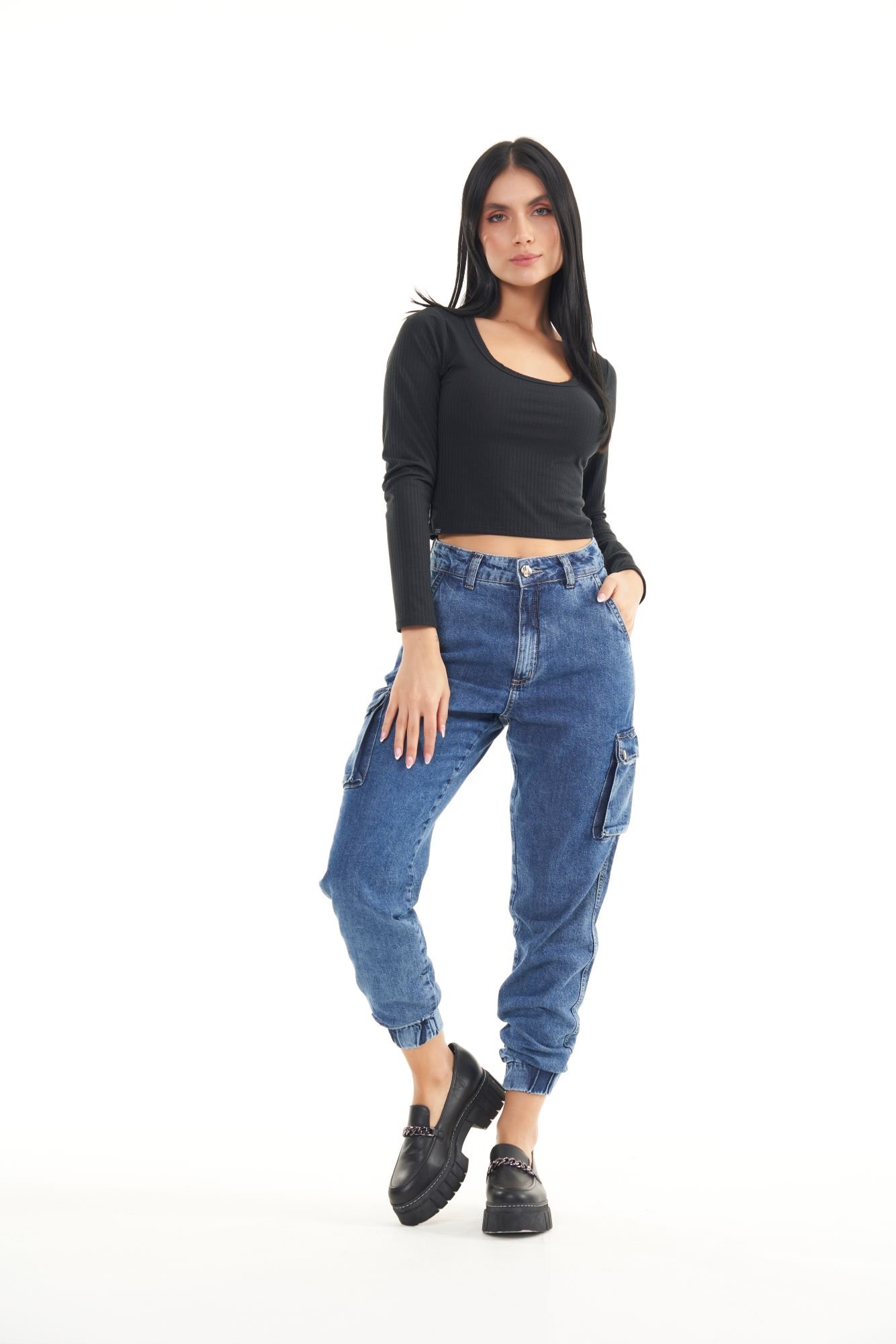 Calça jogger hot sale jeans feminina comprar