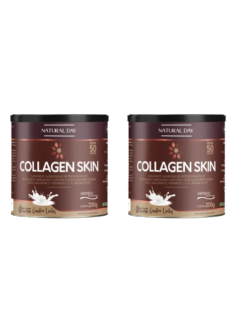 kit 2 collagen skin natural day 200g quatro leites 50 doses