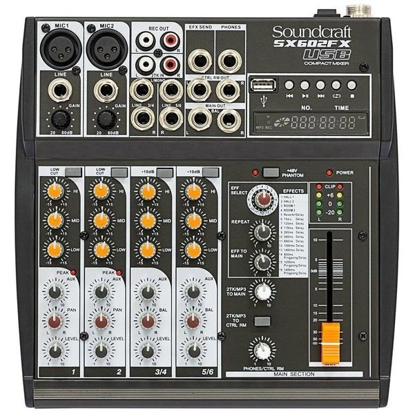 Mesa de som Soundcraft Analógica 6 canais SX602FX-USB Mixer Mesa de som Soundcraft Analógica 6 canais SX602FX-USB Mixer