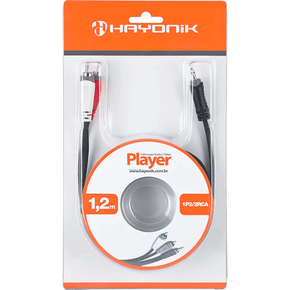 cabo de audio linha player 1 p2 x 2 rca2 1 2 metros preto hayonik 2721