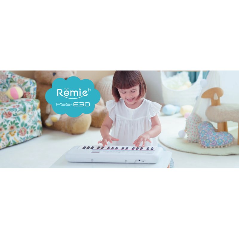 Kit Teclado Musical Infantil Yamaha pss E30 Mini Remie Branco +
