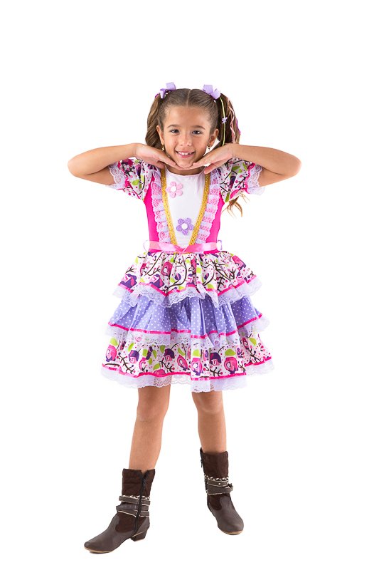 Vestido Infantil Festa Junina Floral Lilás Vestido Infantil Festa Junina Floral Lilás