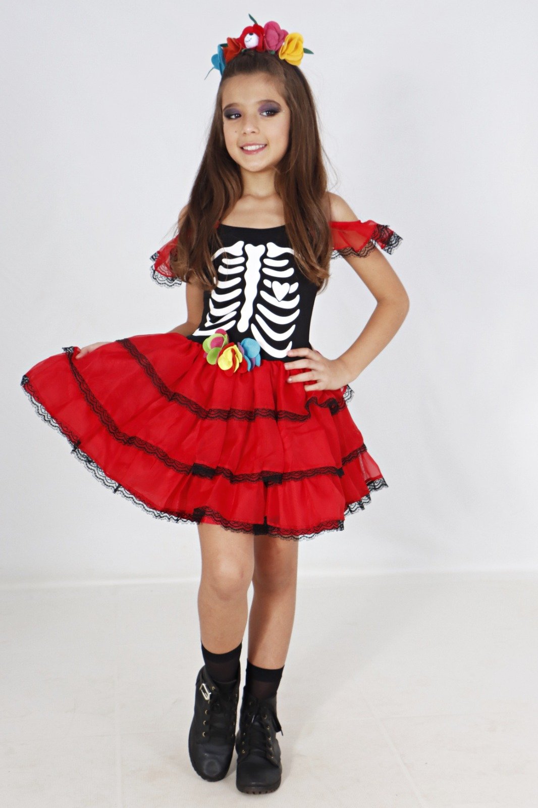 Vestido Infantil Caveira Mexicana