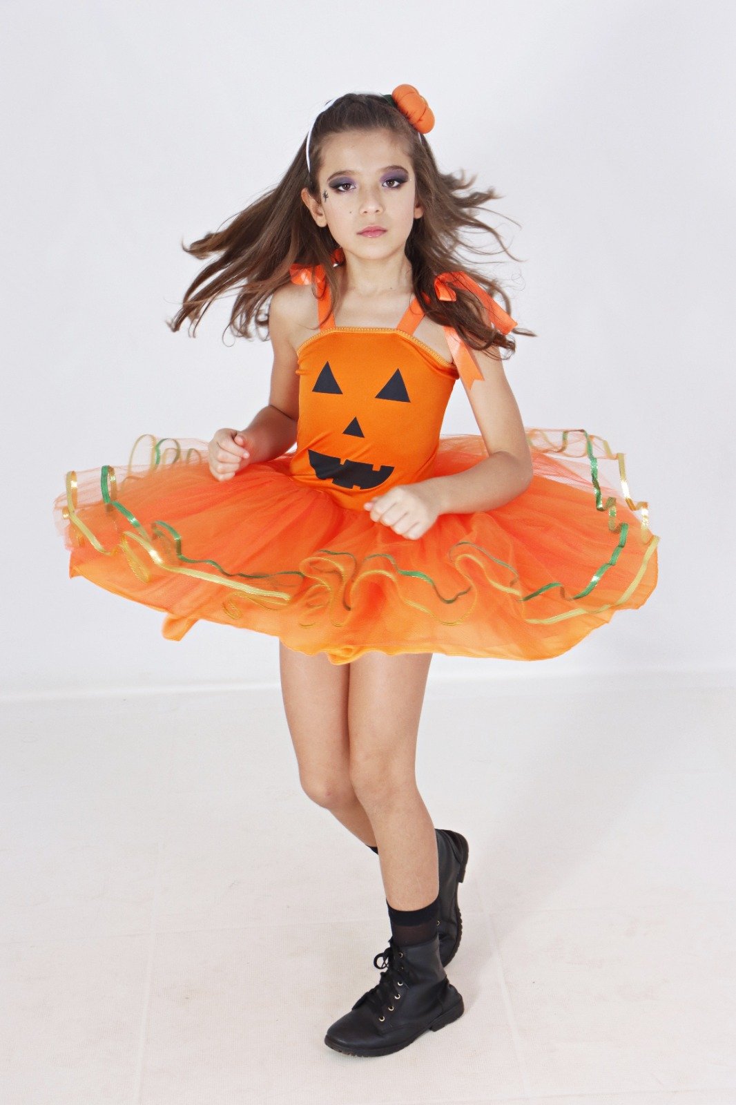 Vestido Fantasia Infantil Feminina Halloween Abóbora