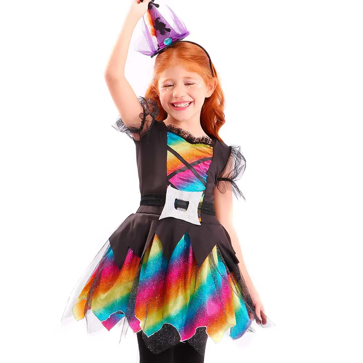 fantasia de halloween menina bruxa colorida com cinto 109665 1 972e4e7b77194e00d6c0963295f06135