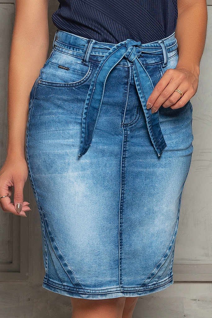 Saia jeans sale de amarrar