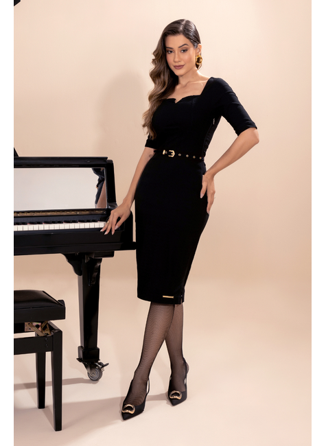 Vestido best sale bengaline preto