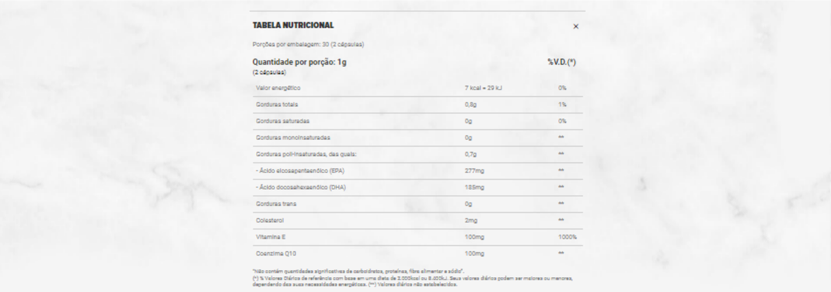 tabela nutricional coenzima q10 essential