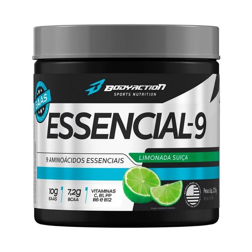Essencial-9 Aminoácidos Essenciais 225g Body Action Essencial-9 Aminoácidos Essenciais 225g Body Action