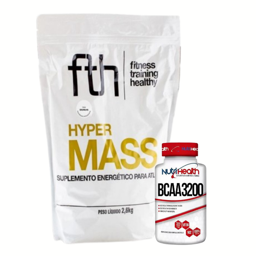 Kit Hipercalórico Hyper Mass 3Kg FTH + BCAA 60c Nutri Health Kit Hipercalórico Hyper Mass 3Kg FTH + BCAA 60c Nutri Health