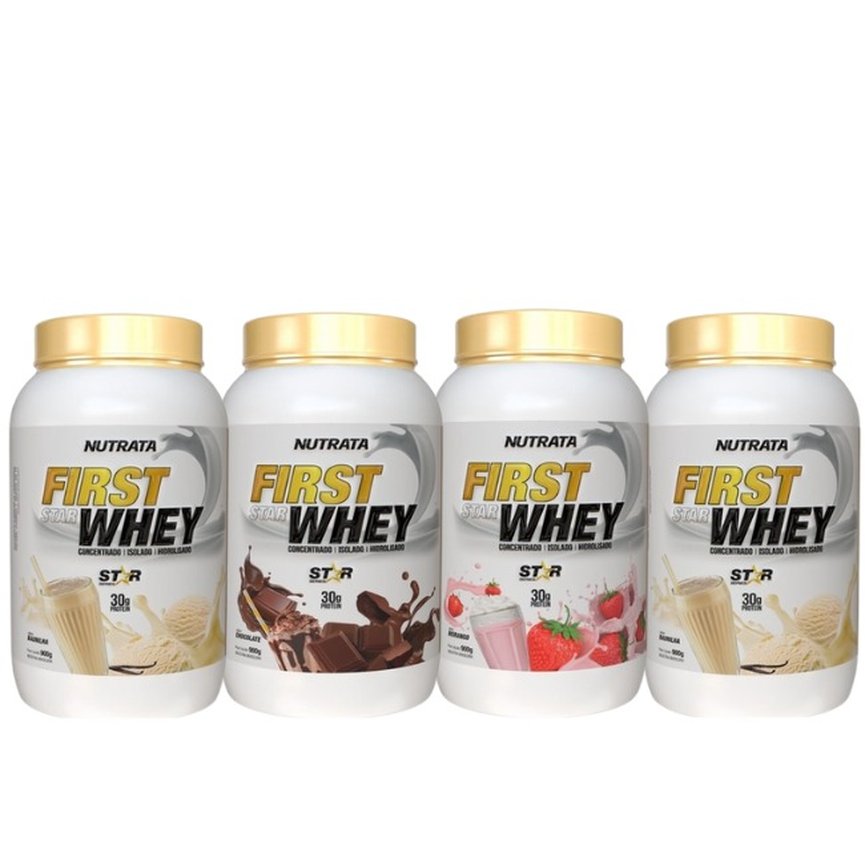 Kit 4x First Star Whey Nutrata 900g Cada Kit 4x First Star Whey Nutrata 900g Cada