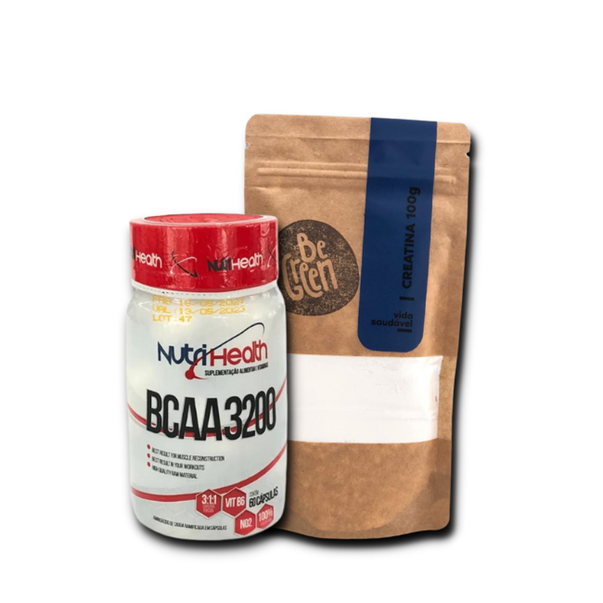 Kit Creatina Inov Nutrition 100g + BCAA 3200 60 Cápsulas Nutri Health Kit Creatina Inov Nutrition 100g + BCAA 3200 60 Cápsulas Nutri Health