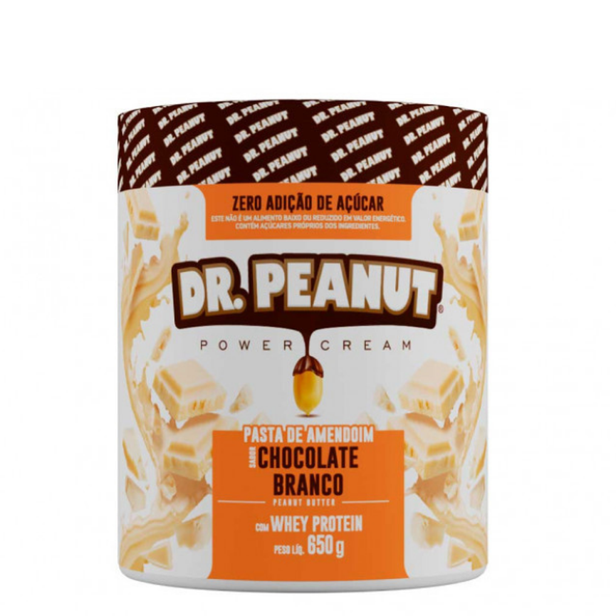Pasta de Amendoim Dr Peanut Chocolate Branco com Whey Protein 650g Pasta de Amendoim Dr Peanut Chocolate Branco com Whey Protein 650g