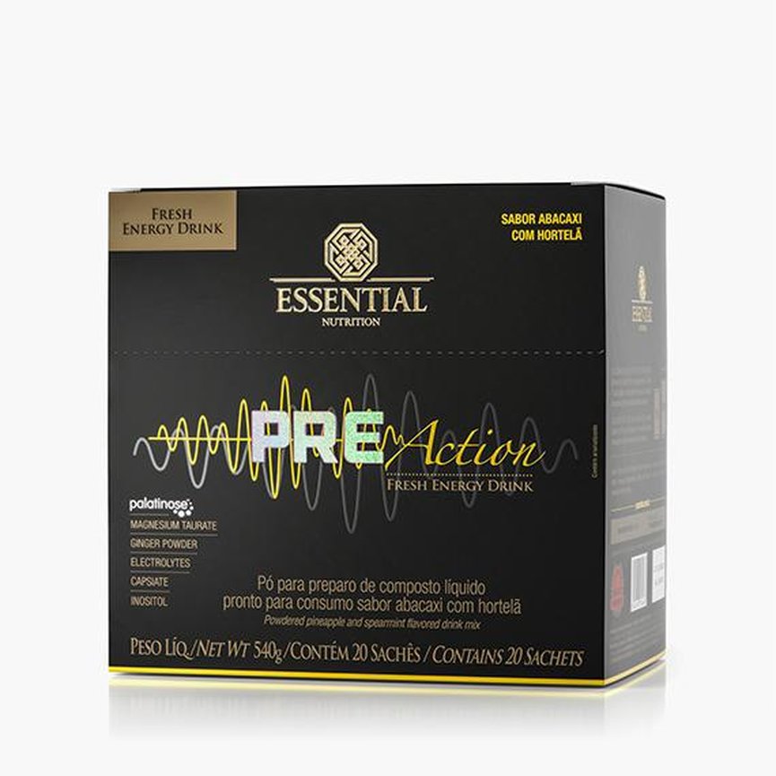 Pre Action Pré Treino 20 Sachês 540g Essential Nutrition Pre Action Pré Treino 20 Sachês 540g Essential Nutrition