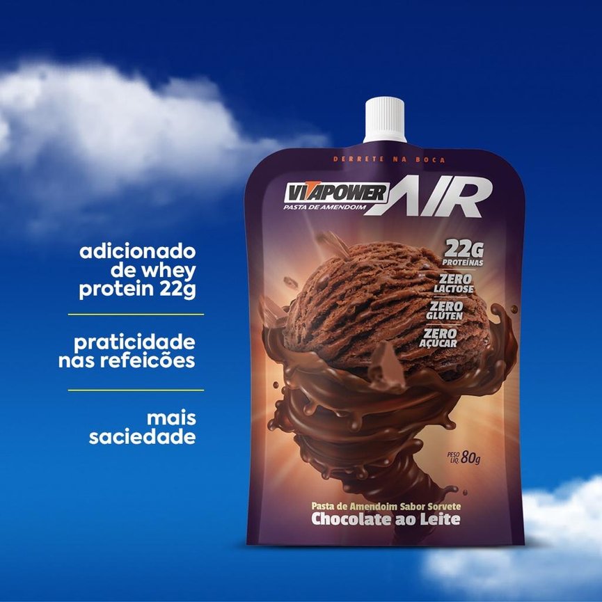PASTA DE AMENDOIM AIR SORVETE DE CHOCOLATE (600G) - VITAPOWER