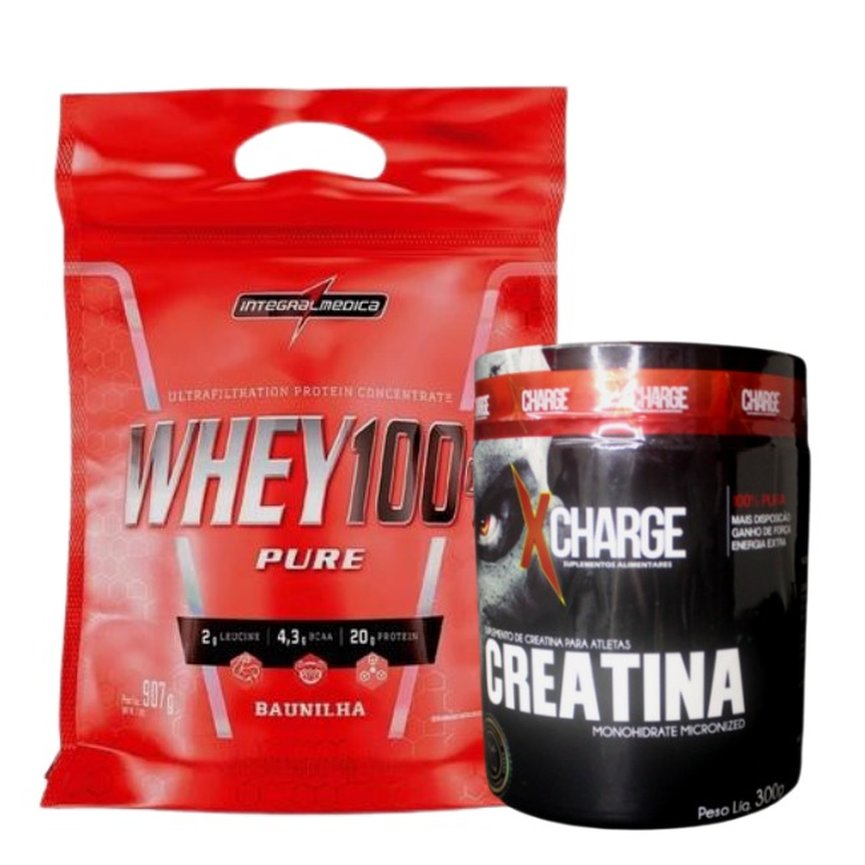 Kit 100% Pure Whey 907g Integralmedica + Creatina MESH 80 Xcharge 300g Kit 100% Pure Whey 907g Integralmedica + Creatina MESH 80 Xcharge 300g