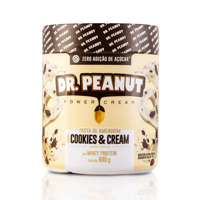 Pasta de Amendoim Dr Peanut Cookies & Cream com Whey Protein 600g