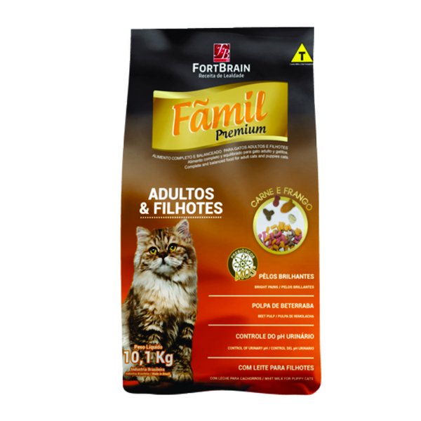 Ração Fãmil Premium Gatos Adultos e Filhotes Sabor Carne e Frango - Nutri  Patas