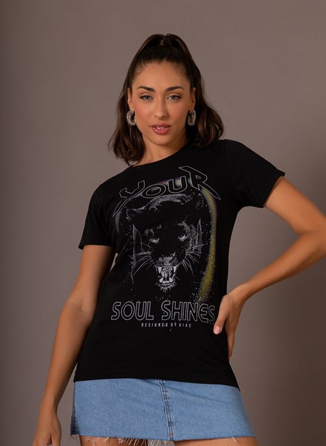 T-SHIRT LISA SEM ESTAMPA - PRETO