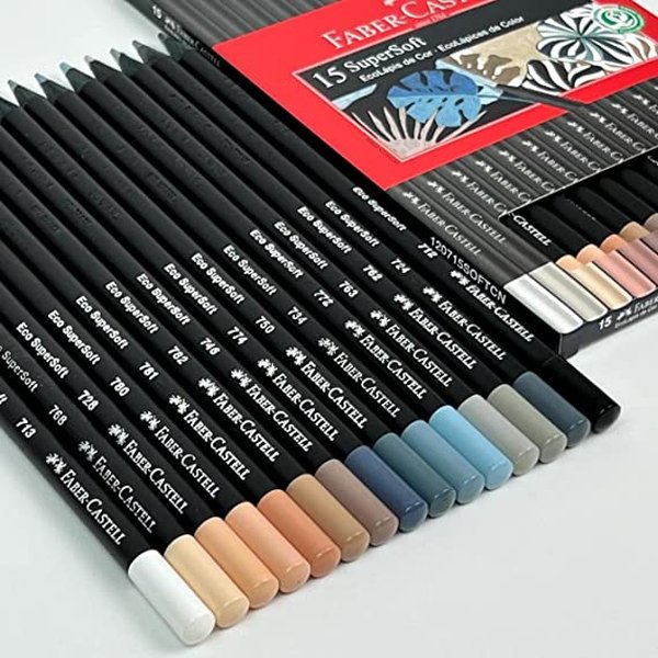 Lápis de cor EcoLápis Faber-Castell SuperSoft com 15 cores neutras